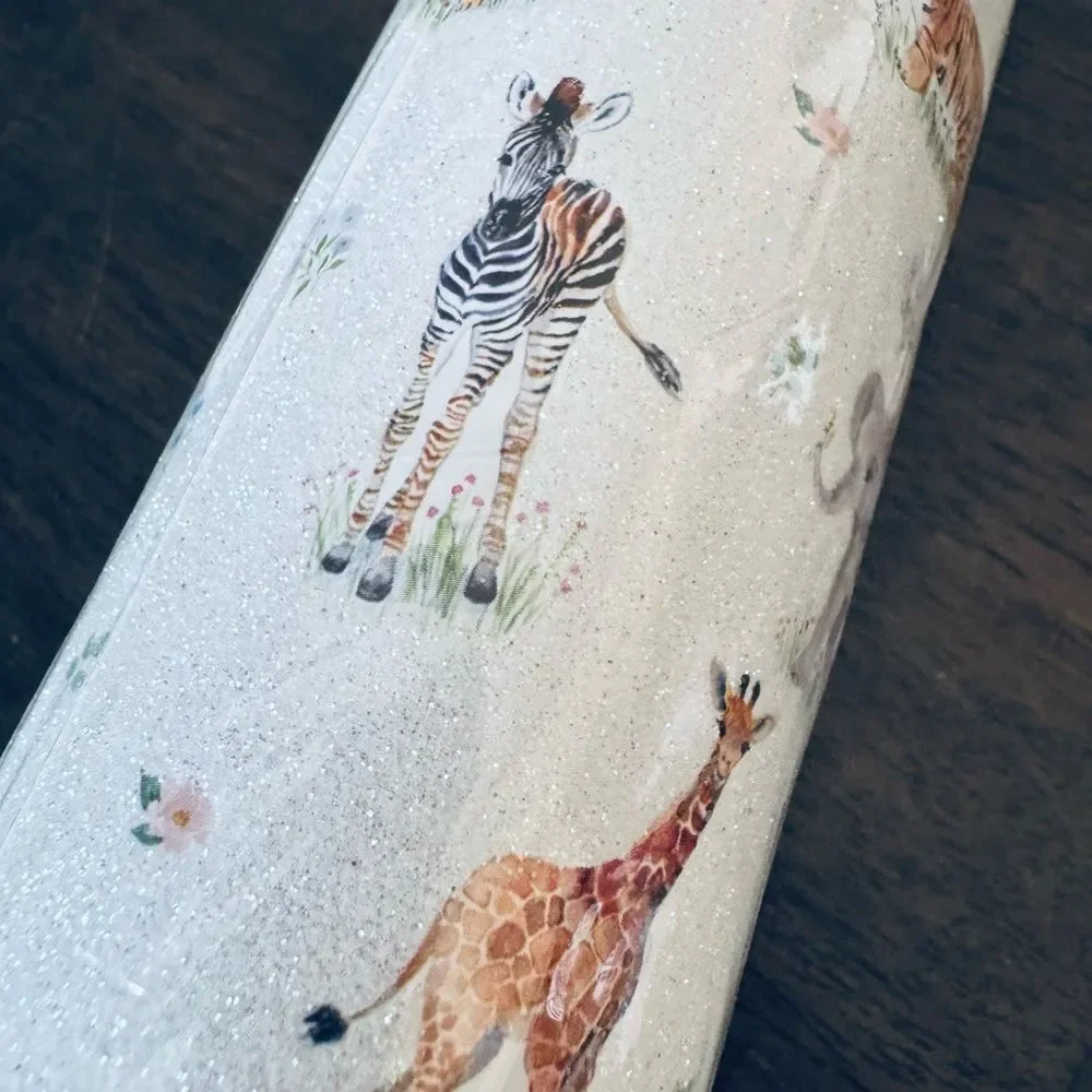 Safari Animals Glitter Baby Shower Kids Birthday Gift Wrap Wrapping Paper Roll